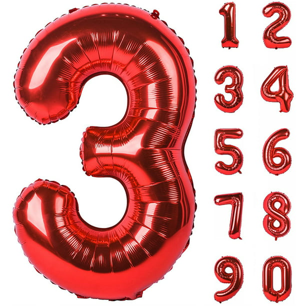 40 Inch Silver Numbers 0-9 Birthday Party Decorations Helium Foil Mylar Number Balloon Digital 3 